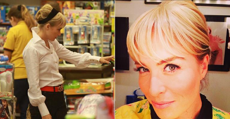 Franja? Angélica muda o visual por um dia para gravação