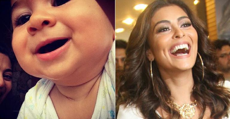 Antônio, filho caçula de Juliana Paes, aparece sorridente em foto com a mãe