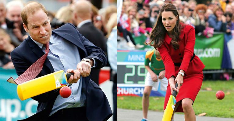 Kate Middleton e príncipe Willian jogam partida de críquete um contra o outro