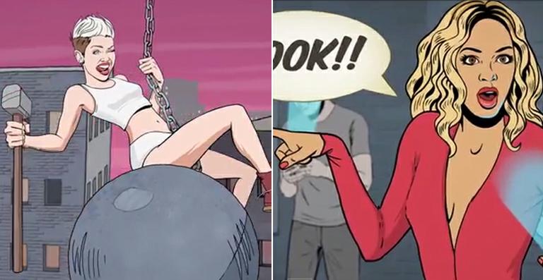 Beyoncé, Miley Cyrus e outras estrelas viram cartoon em novo clipe