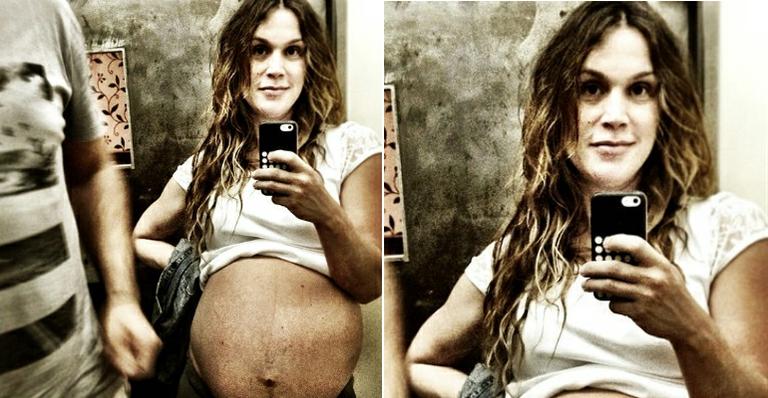 Na reta final da gestação, Vanessa Lóes posa com barrigão à mostra