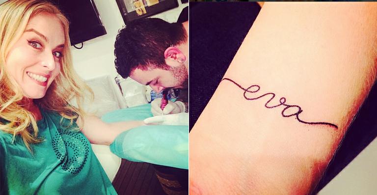 Angélica faz tatuagem com o nome da filha Eva