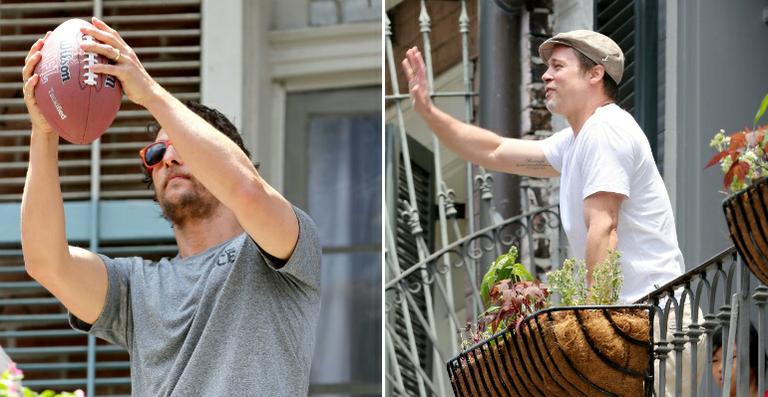 Brad Pitt e Matthew McConaughey ‘jogam’ com bola de futebol americano