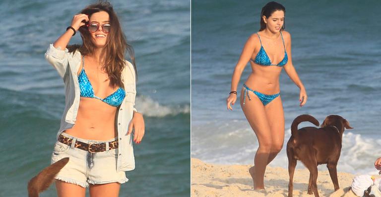 Giovanna Lancellotti celebra seu aniversário com mergulho no mar