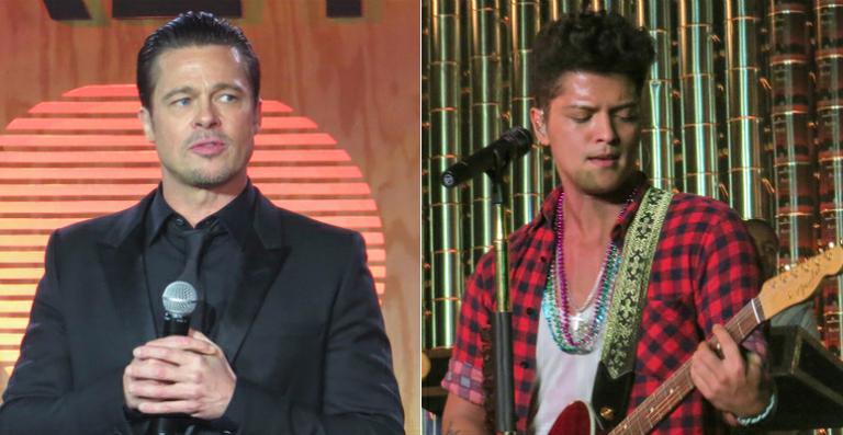 Brad Pitt divide palco com Bruno Mars, toca pandeiro e dança em show. Assista!