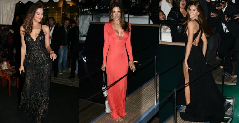 Irina Shayk abusa da transparência em festa com Izabel Goulart e Alessandra Ambrósio