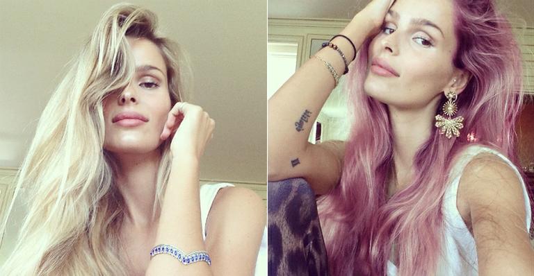 Yasmin Brunet muda o visual e aparece com o cabelo rosa