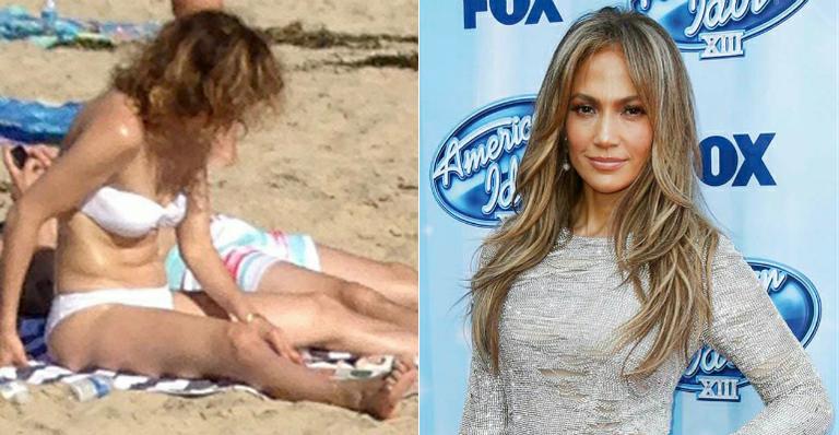 Jennifer Lopez surge irreconhecível em praia ao lado do namorado