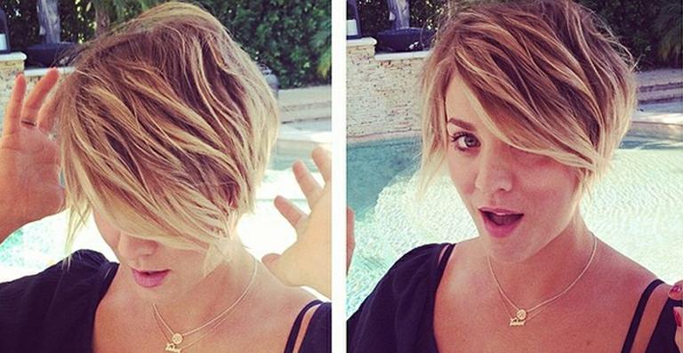 Kaley Cuoco chama seu novo corte de cabelo de Peter Pan