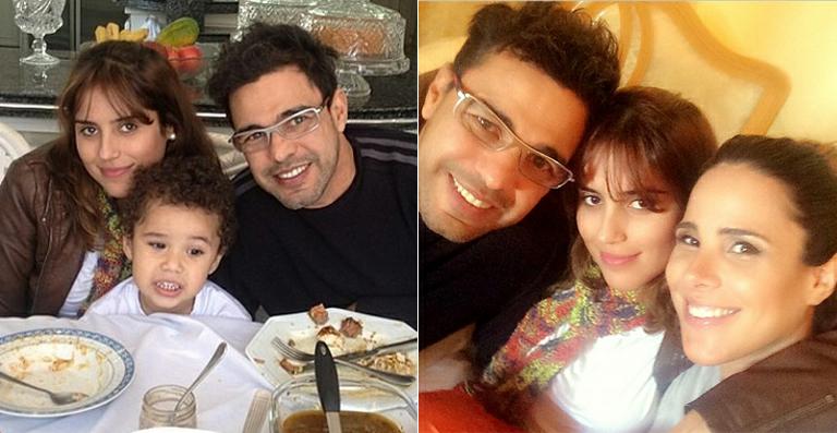 Em família: Zezé di Camargo almoça com as filhas e o neto