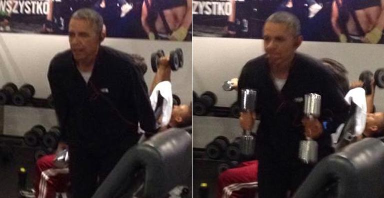 Sem seguranças perceberem, Barack Obama é fotografado na academia