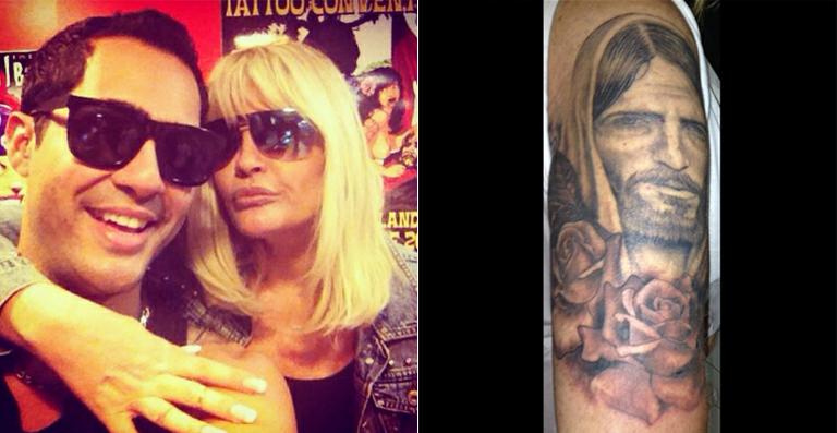 Monique Evans mostra nova etapa de sua tatuagem com o rosto de Jesus Cristo no braço