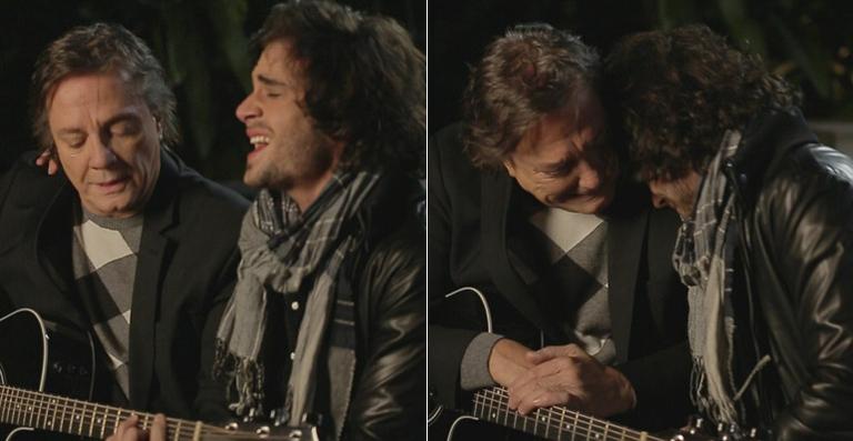 Fiuk se emociona ao cantar ‘Pai’ com Fábio Jr. em gravação