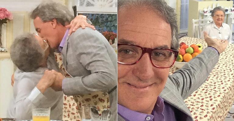 Selinho? Otávio Mesquita beija Palmirinha durante gravação