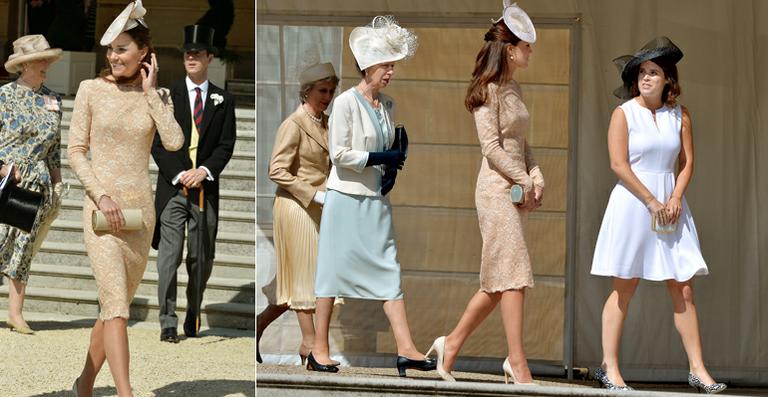 Kate Middleton usa vestido de renda em festa no palácio de Buckingham