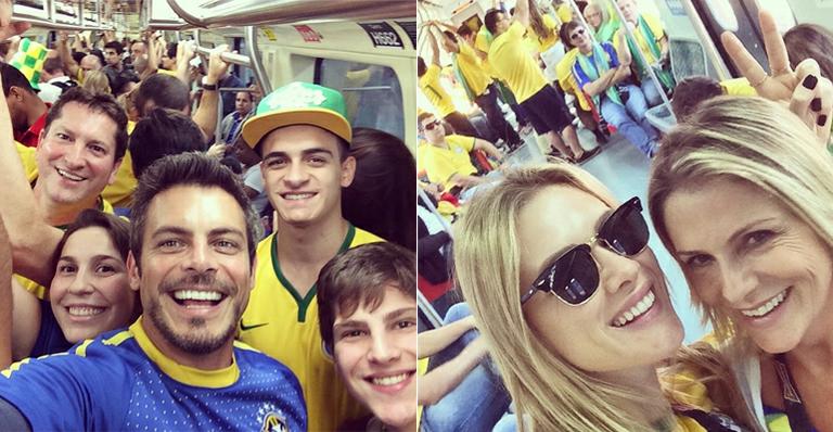 Famosos vão ao estádio usando o transporte público em São Paulo