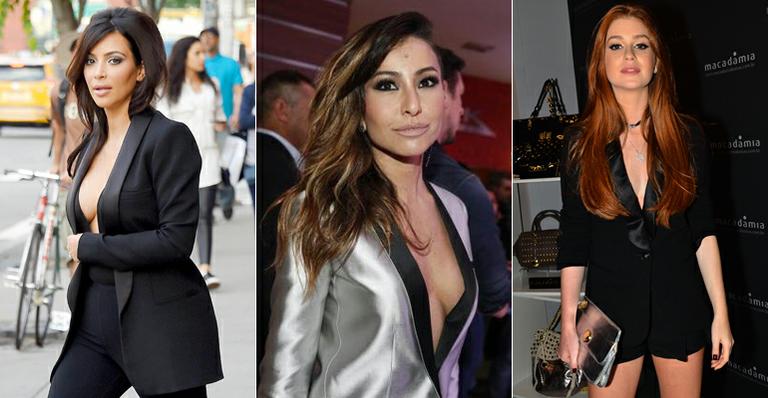 Kim Kardashian e Sabrina Sato usam blazer sem sutiã. Inspire-se