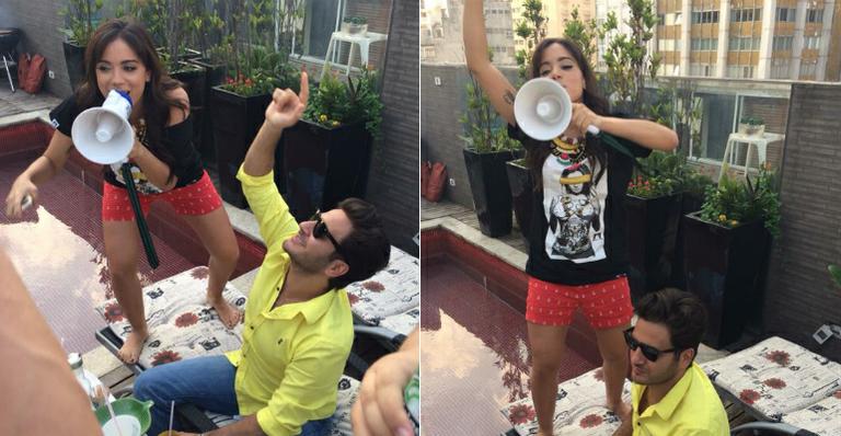 De cueca samba-canção e megafone nas mãos, Anitta curte festa pós-jogo