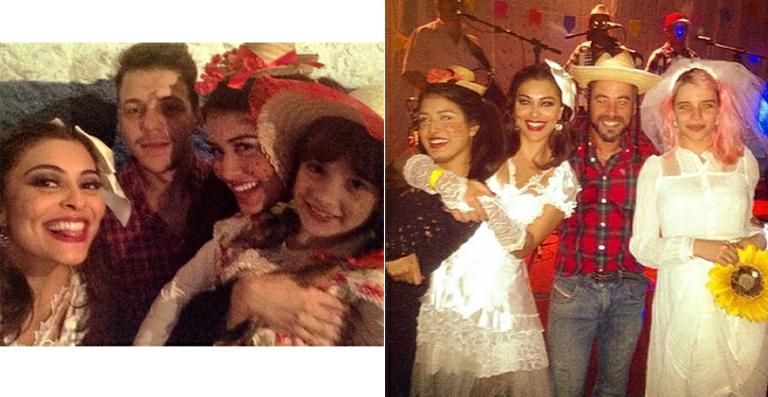 Juliana Paes se veste de ‘noiva caipira’ em festa de novela