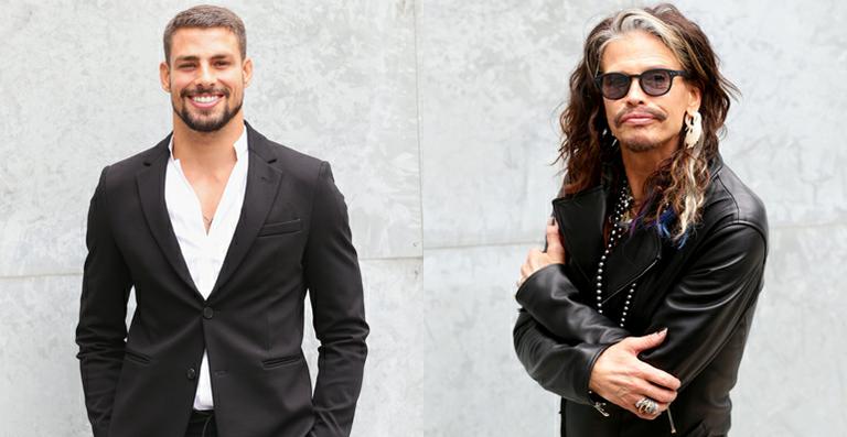 Cauã Reymond e Steven Tyler assistem ao desfile da Emporio Armani em Milão