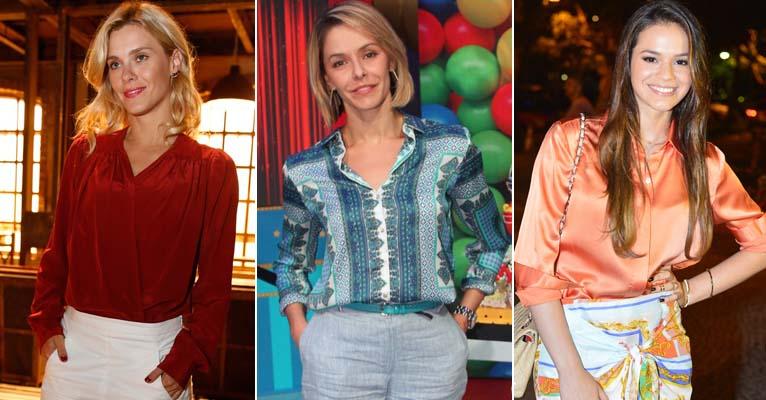 Famosas investem em camisas de seda, peça que une sensualidade e conforto
