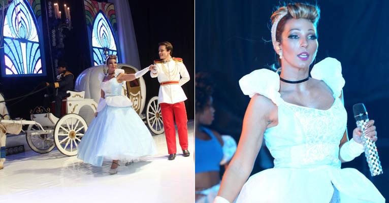Valesca chega de carruagem a show e se veste de Cinderela