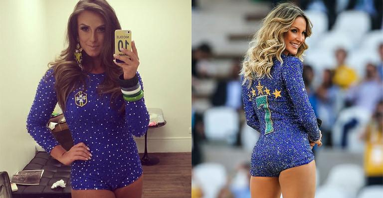 Nicole Bahls copia look de Claudia Leitte na abertura da Copa do Mundo