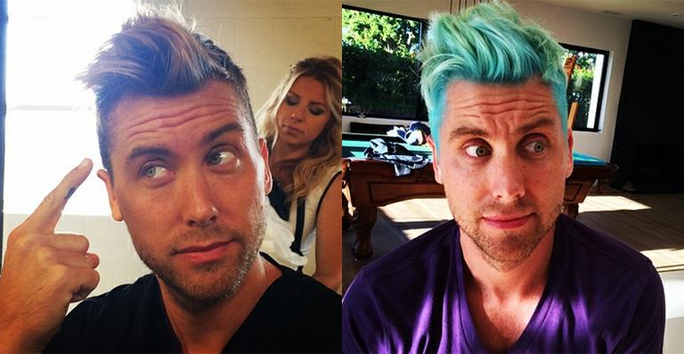 Ex-NSync Lance Bass aparece com o cabelo azul