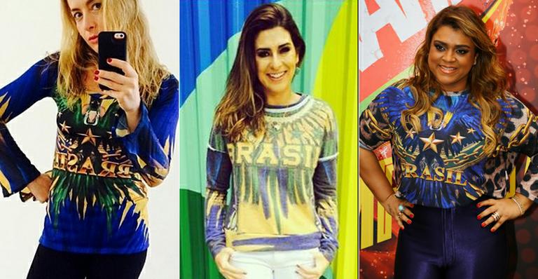 Famosas trocam camiseta da Seleção por moletons e bodies com estampa do Brasil
