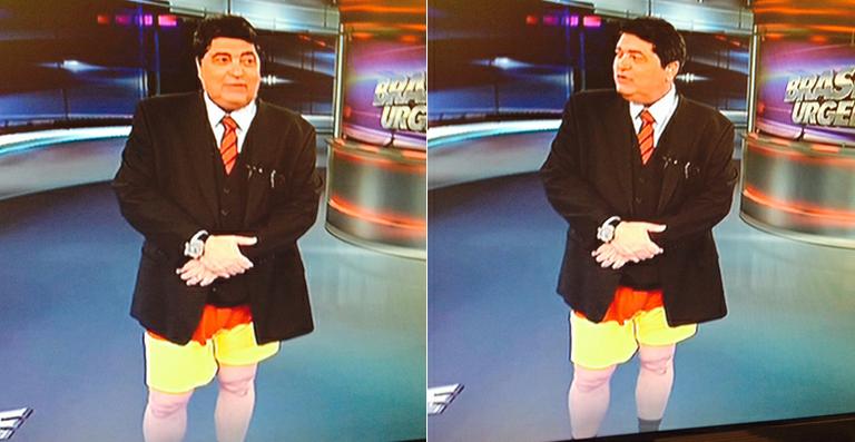 Datena apresenta o Brasil Urgente de cueca