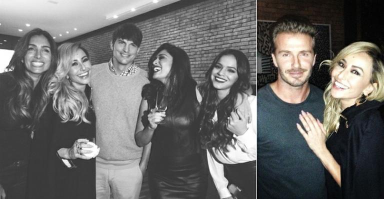 Famosos tietam David Beckham e Ashton Kutcher em festa na casa de Huck e Angélica