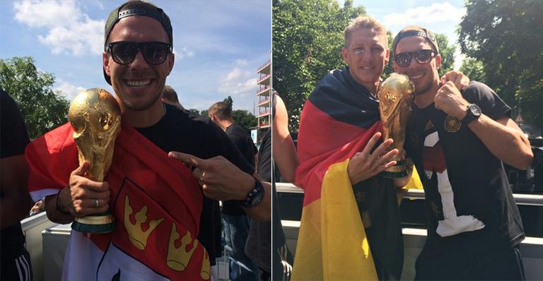 Ele já foi: Podolski faz a festa com taça de campeão na Alemanha