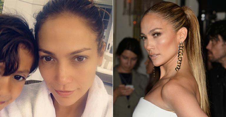 Jennifer Lopez publica foto de roupão e sem maquiagem ao lado do filho