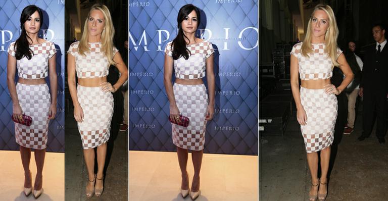 Nanda Costa repete look com top cropped e saia lápis de Giovanna Ewbank