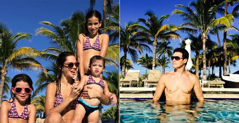 Filhas de Rodrigo Faro usam biquínis iguais ao da mamãe, Vera Viel