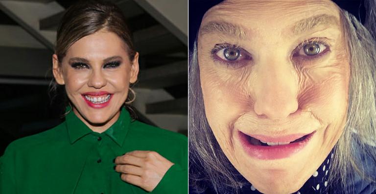 Irreconhecível, Bárbara Paz usa maquiagem para ficar mais velha