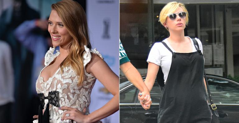Na reta final da gravidez, Scarlett Johansson muda o visual e faz pixie cut