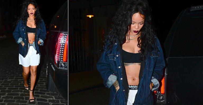 Sem calça, Rihanna aparece de cueca e salto alto em boate