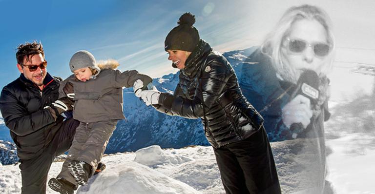 Adriane Galisteu e os primeiros passos de Vittorio na neve