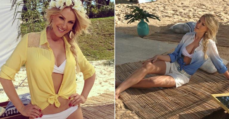 Quatro meses após dar à luz, Ana Hickmann posa de biquíni e rebate críticas