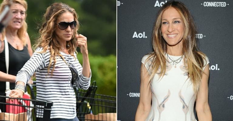 Sarah Jessica Parker é fotografada sem make e com expressão cansada