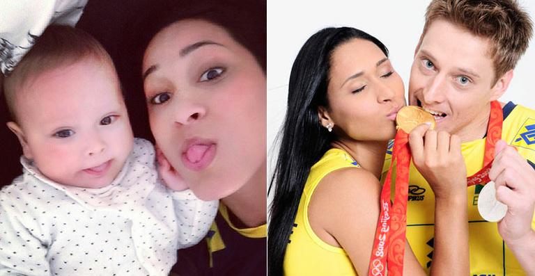Jaqueline Carvalho, do vôlei, mostra selfie com o filho, Arthur