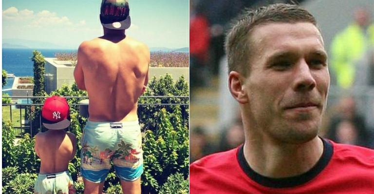 Jogador alemão, Lukas Podolski publica foto fofa do filho com legenda em português