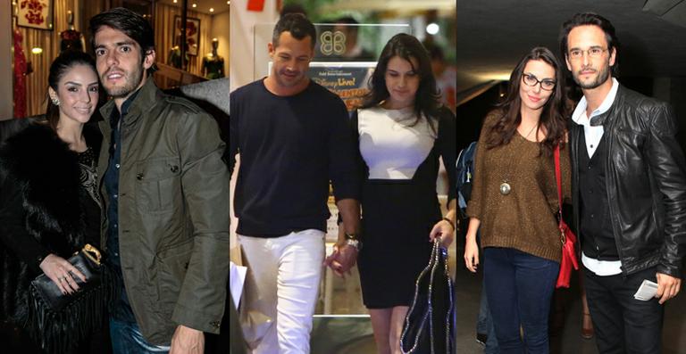 Noite romântica: Kaká, Malvino Salvador e Rodrigo Santoro passeiam com suas amadas
