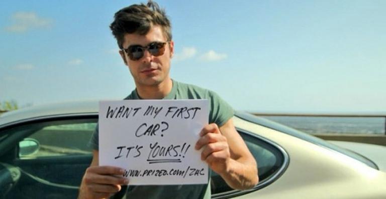 Zac Efron sorteia seu primeiro carro e passeio com ele por Los Angeles