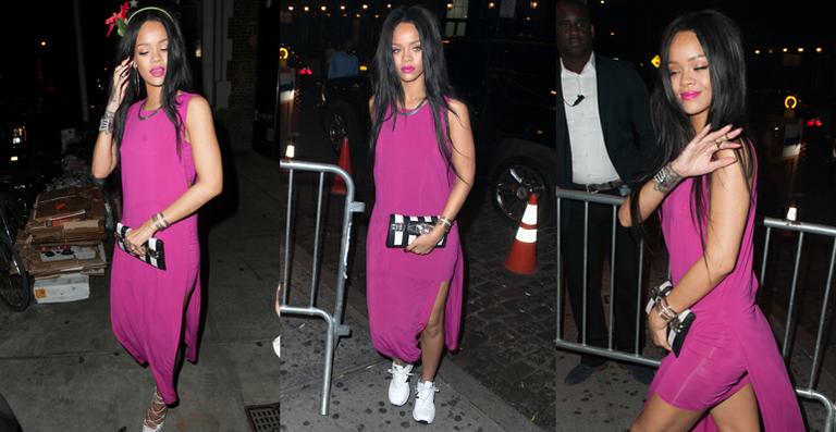 Novo visual: Rihanna aparece com cabelo bem comprido em jantar