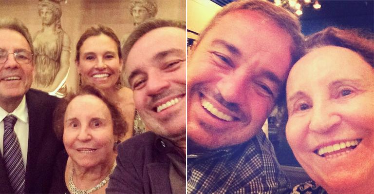 Gugu Liberato comemora o aniversário de 85 anos da mãe, Maria do Céu