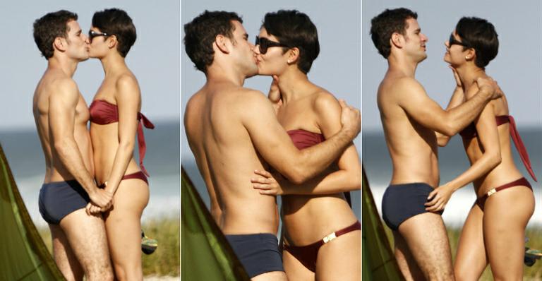 Sophie Charlotte e Daniel de Oliveira namoram em gravação na praia