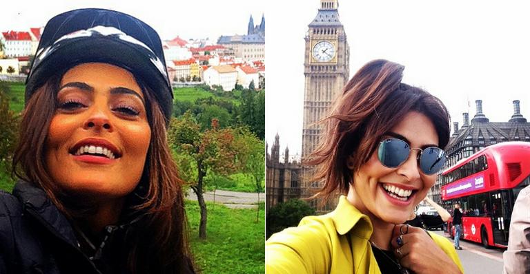 Juliana Paes aparece sorridente em passeio por Londres