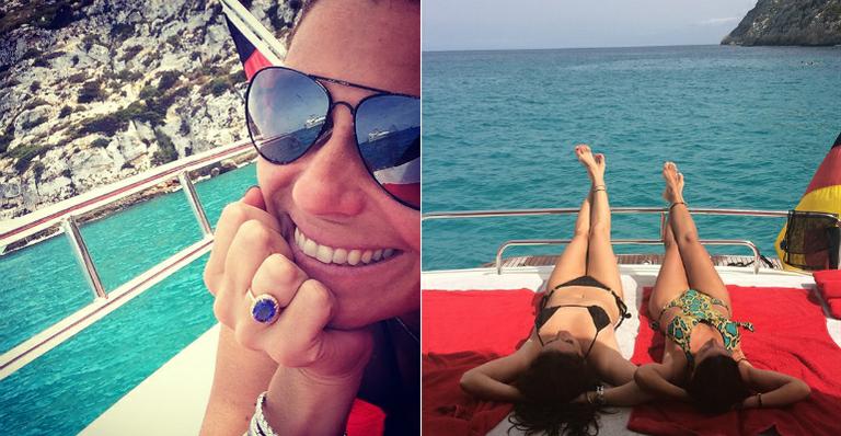 Giovanna Antonelli exibe corpão de biquíni em passeio de iate na Espanha